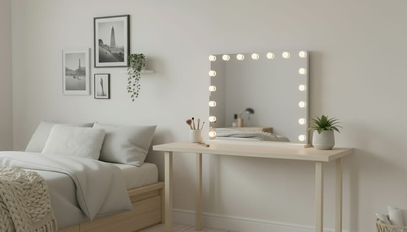 Glow Stor sminkspegel 70 cm med belysning lampor - Hollywood spegel med USB-charging - Vit - Inredning - Spegel - Sminkspegel