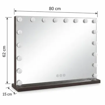 Glow Stor sminkspegel 80 cm med belysning lampor - Hollywood spegel med USB-charging - Brun - Inredning - Spegel - Spegel med belysning