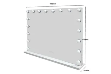 Glow Stor sminkspegel 80 cm med belysning lampor - Hollywood spegel med USB-laddning - Vit - Inredning - Spegel - Spegel med belysning