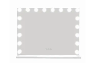 Glow Stor sminkspegel 80 cm med belysning lampor - Hollywood spegel med USB-laddning - Vit - Inredning - Spegel - Spegel med belysning