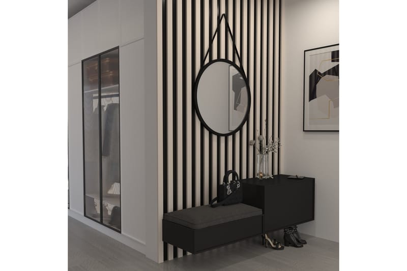 Grace Vägghängd Spegel 60 cm, Svart