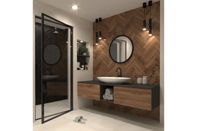 Grace Vägghängd Spegel 60 cm, Svart