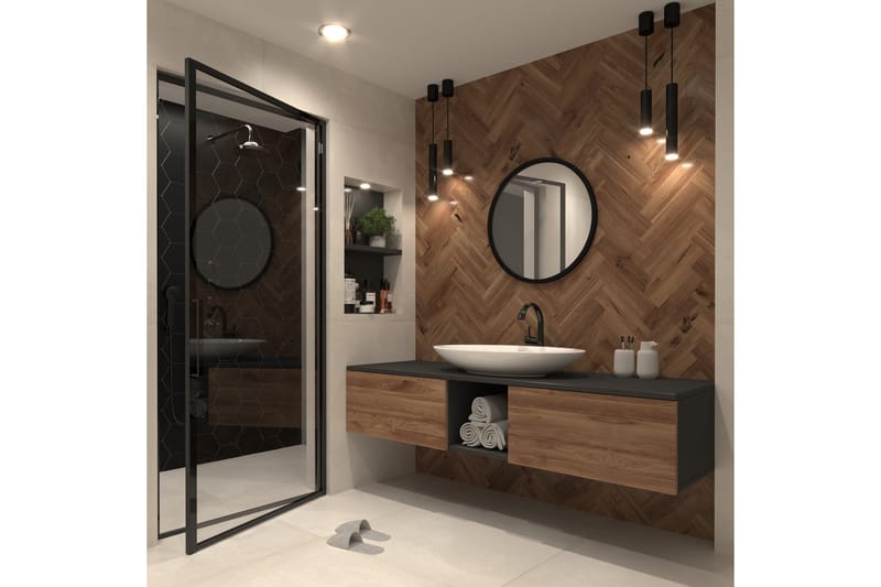 Grace Vägghängd Spegel 60 cm, Svart