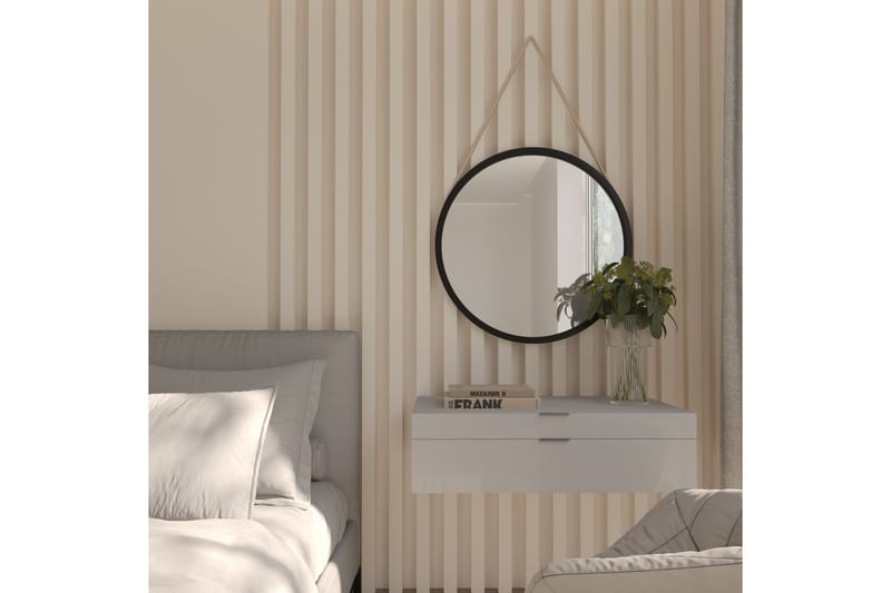 Grace Vägghängd Spegel Rund 60 cm, Svart