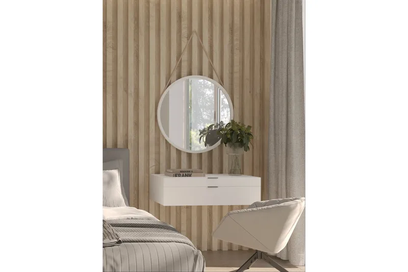 Grace Vägghängd Spegel Rund 60 cm, Vit