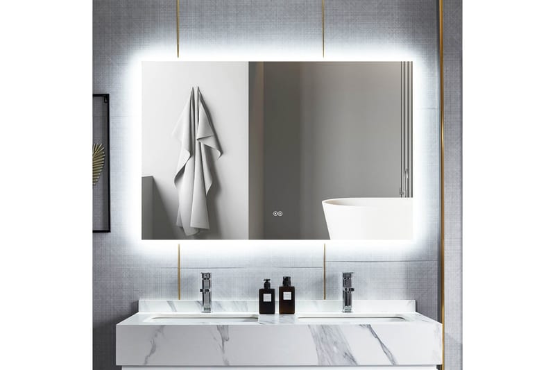 Stor spegel med Belysning och anti-fog-funktion 80x140cm Sil, Lyfco