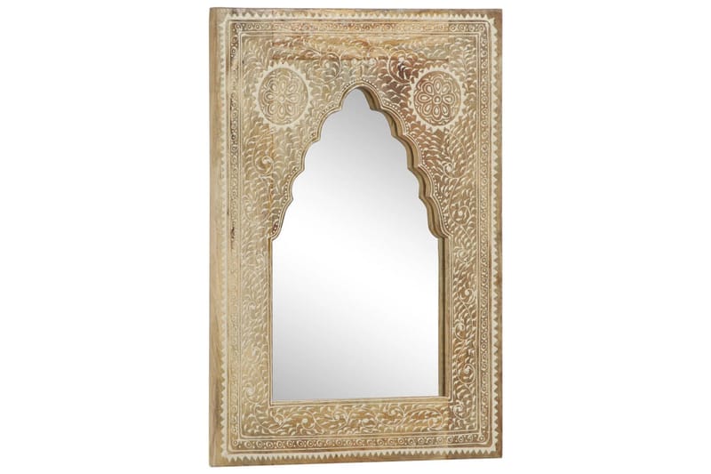 Handmålad spegel 40x55 cm massivt mangoträ - Brun - Hallspegel - Väggspegel