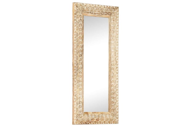 Handsnidad spegel 110x50x2,6 cm massivt mangoträ - Brun - Hallspegel - Väggspegel
