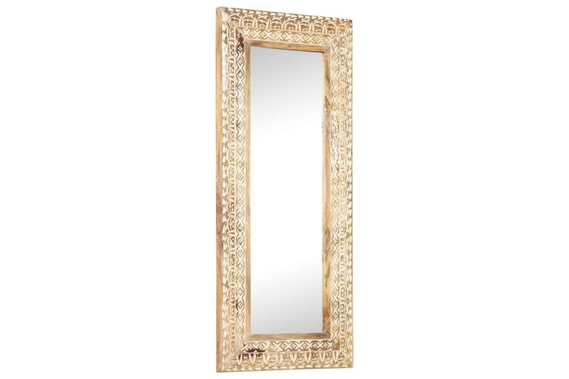 Handsnidad spegel 110x50x2,6 cm massivt mangoträ - Brun - Hallspegel - Väggspegel