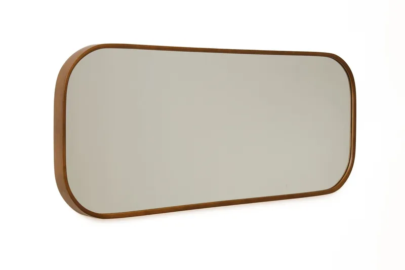 Lenvor Dekorativ spegel 103x42x4 cm - Vit ram med valnötsfärgade accenter - Inredning - Spegel - Hallspegel