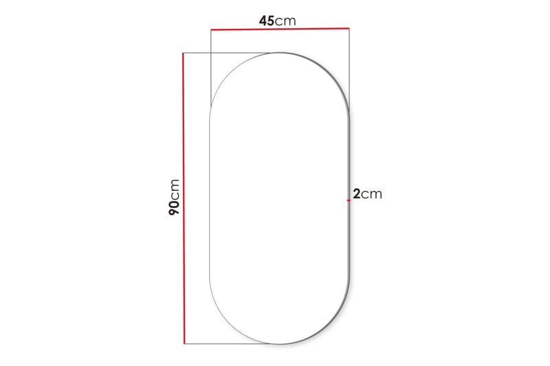 Monfort Vägghängd Spegel Oval 45x90 cm - Svart - Inredning - Spegel - Hallspegel