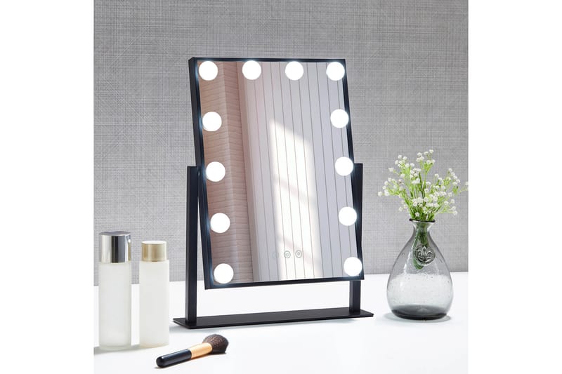 Pamela Sminkspegel på fot med LED-belysning 8,5x47,4 cm Svar - Lyfco - Sminkspegel