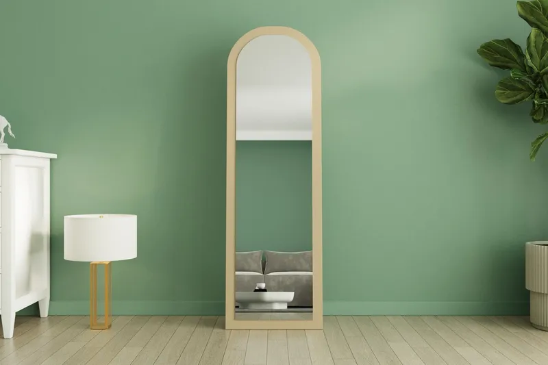 Rusele Vägghängd Spegel Svängd 50 cm - Beige - Inredning - Spegel - Hallspegel