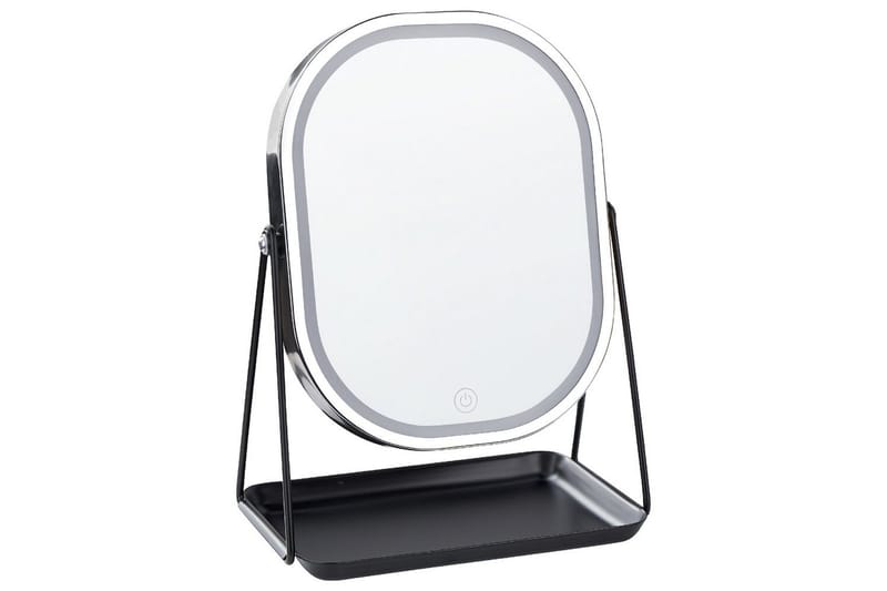 Sminkspegel Dordogne Silver/Svart - Silver/Svart - Inredning - Spegel - Spegel med belysning