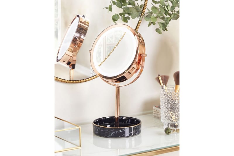 Sminkspegel Savoie Rose guld/svart - Rose guld/svart - Inredning - Spegel - Spegel med belysning
