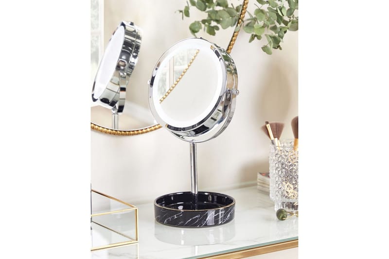Sminkspegel Savoie Silver/Svart - Silver/Svart - Inredning - Spegel - Spegel med belysning