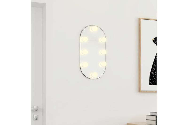 Spegel med LED-lampor 40x20 cm glas oval - Silver - Hallspegel - Väggspegel
