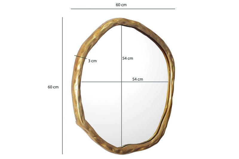 Spegel Wohnling Asymmetrisk metallram rund 60 cm - Inredning - Spegel - Hallspegel