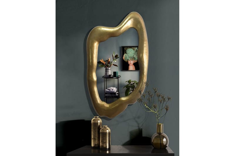 Spegel Wohnling Asymmetrisk tjock metallram oval 100 cm - Inredning - Spegel - Hallspegel