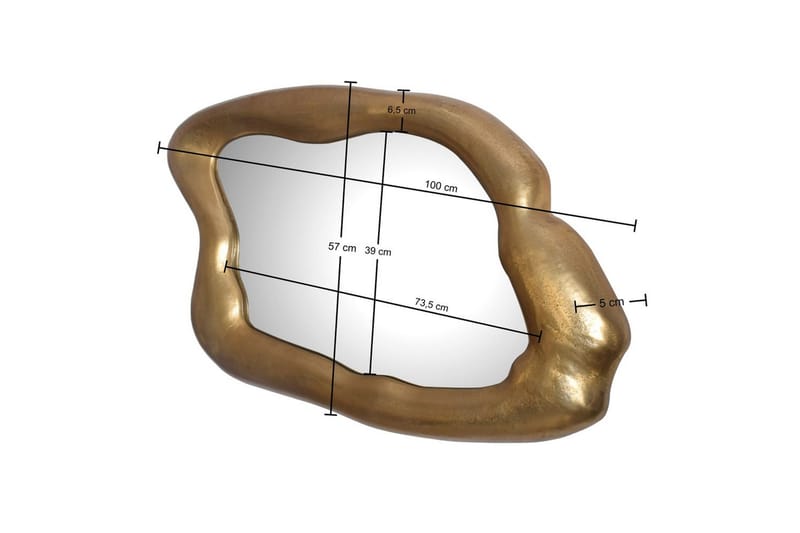 Spegel Wohnling Asymmetrisk tjock metallram oval 100 cm - Inredning - Spegel - Hallspegel