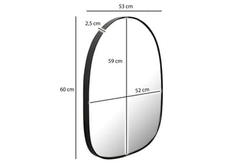 Spegel Wohnling Asymmetrisk tjock metallram oval 60 cm - Inredning - Spegel - Hallspegel
