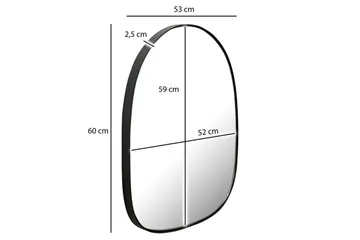 Spegel Wohnling Asymmetrisk tjock metallram oval 60 cm - Inredning - Spegel - Hallspegel