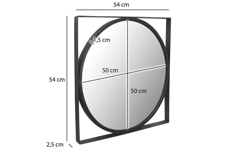 Spegel Wohnling Fyrkantig Ram Rund 54 cm Modern - Inredning - Spegel - Hallspegel