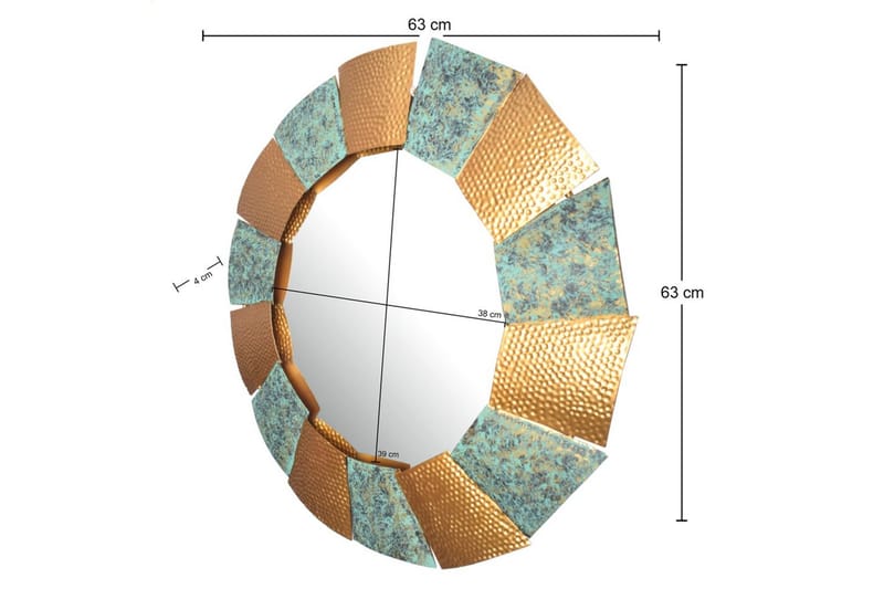 Spegel Wohnling Tvåfärgad guldpatina rund 63 cm modern - Inredning - Spegel - Hallspegel