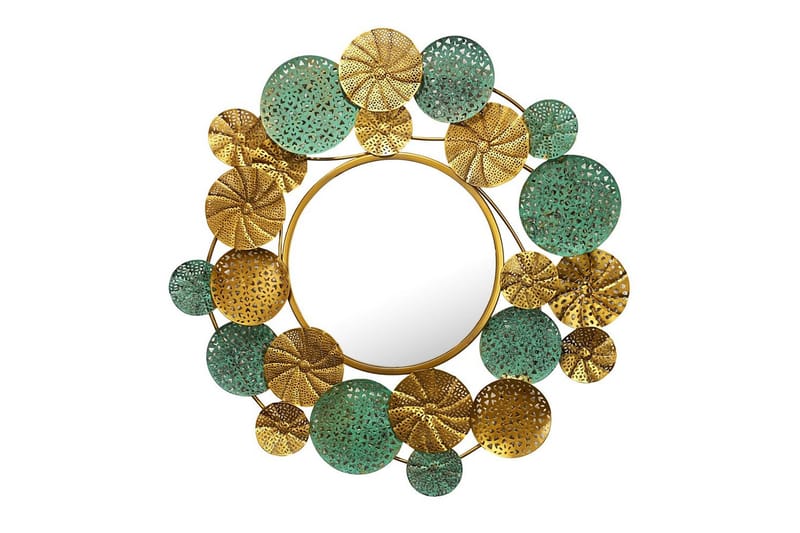 Spegel Wohnling Tvåfärgad guldpatina rund 80 cm modern - Inredning - Spegel - Hallspegel