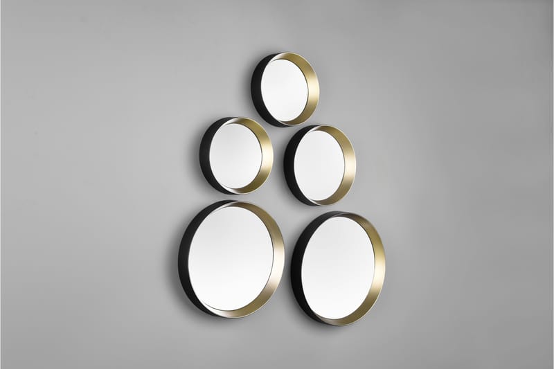 Spegelset Vivien 5-Delar Svart/Guld - Svart/Guld - Inredning - Spegel - Hallspegel
