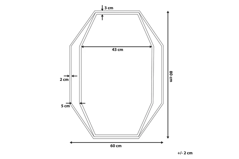 Bagron Spegel 80x60 cm - Grå - Inredning - Spegel - Väggspegel