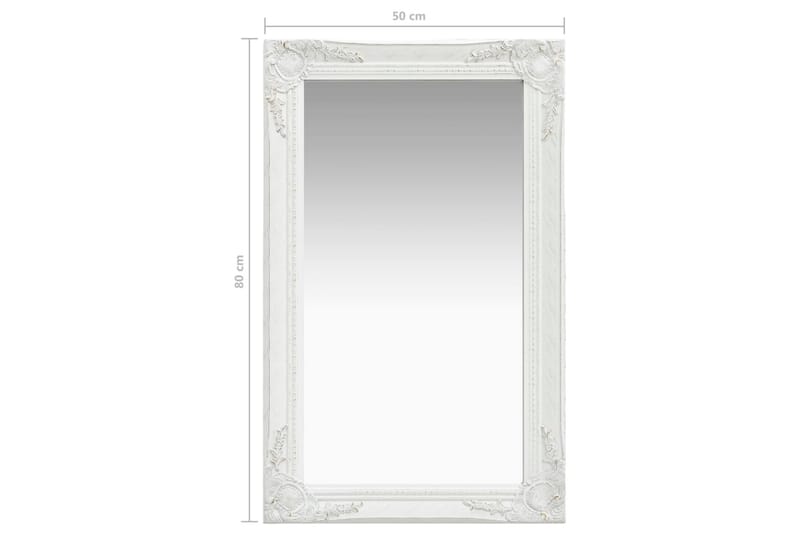 Väggspegel barockstil 50x80 cm vit - Vit - Hallspegel - Väggspegel