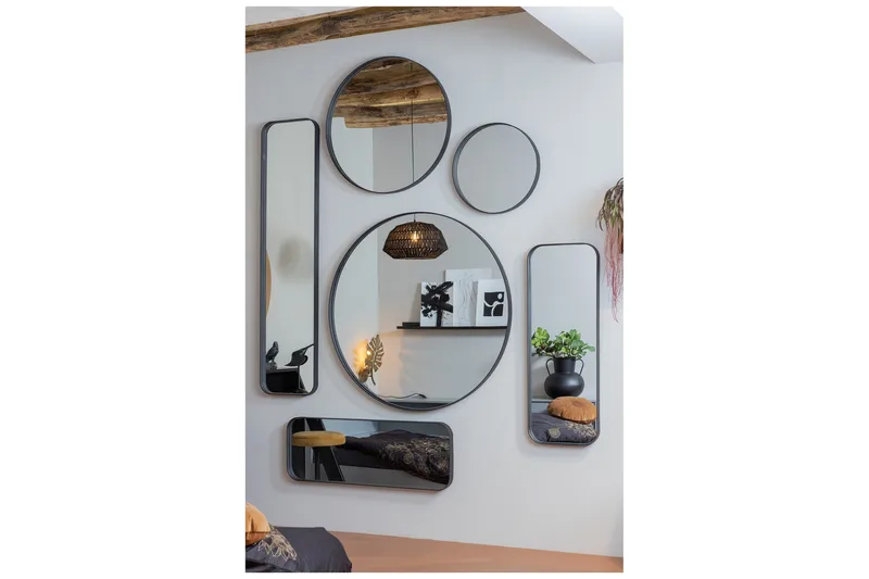 Biella Spegel 50 cm Rund - Svart - Inredning - Spegel - Väggspegel