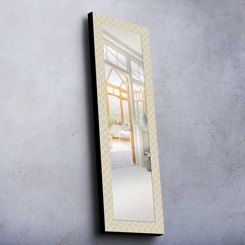 Dekorspegel 40x120 cm - Beige/Vit - Hallspegel - Väggspegel