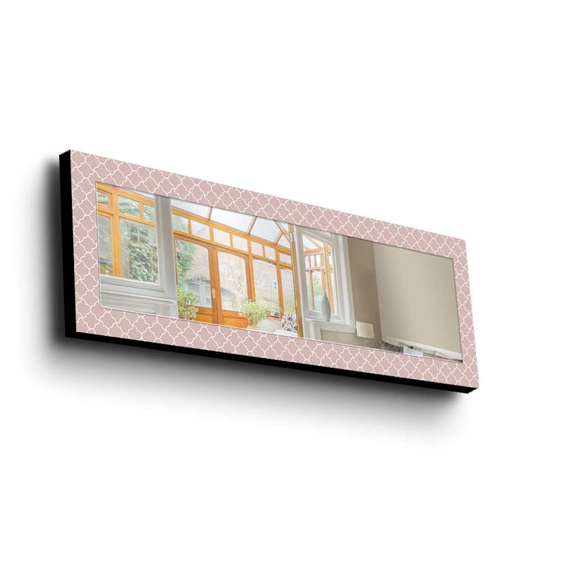 Dekorspegel 40x120 cm - Rosa/Vit - Hallspegel - Väggspegel