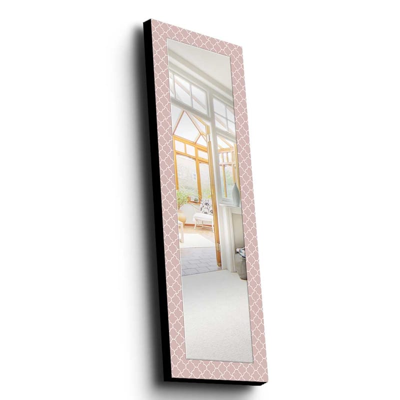 Dekorspegel 40x120 cm - Rosa/Vit - Hallspegel - Väggspegel