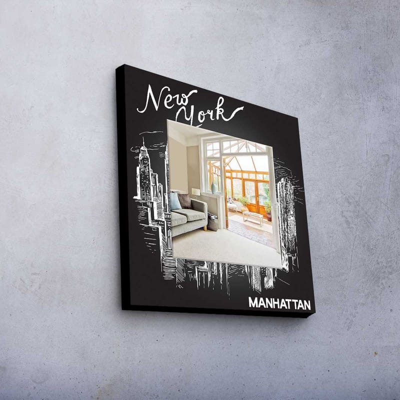 Dekorspegel 50x50 cm - Flerfärgad - Inredning - Spegel - Väggspegel