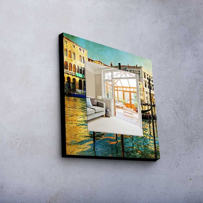 Dekorspegel 50x50 cm - Flerfärgad - Inredning - Spegel - Väggspegel