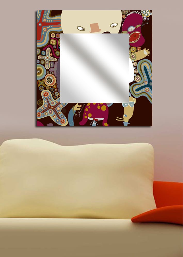Dekorspegel Krasnaja 50x50 cm Abstract - Plexiglas/Flerfärgad - Hallspegel - Väggspegel