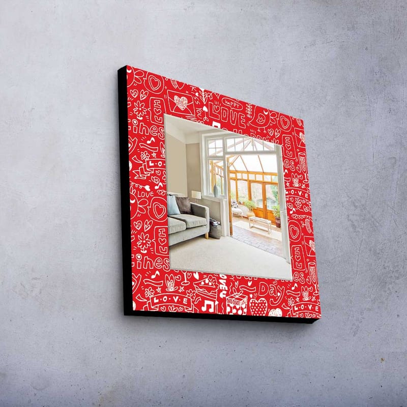 Dekorspegel Kytlym 50x50 cm Christmas - Spegelglas/Tyg/Flerfärgad - Inredning - Spegel - Väggspegel