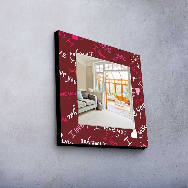 Dekorspegel Kytlym 50x50 cm Christmas - Spegelglas/Tyg/Flerfärgad - Inredning - Spegel - Väggspegel
