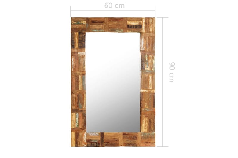Väggspegel massivt återvunnet trä 60x90 cm - Brun - Hallspegel - Väggspegel