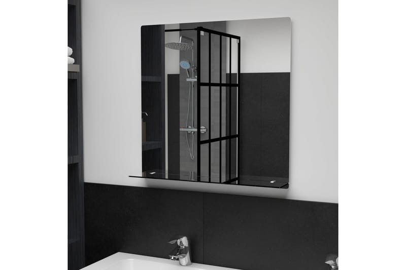 Väggspegel med hylla 60x60 cm härdat glas - Silver - Hallspegel - Väggspegel