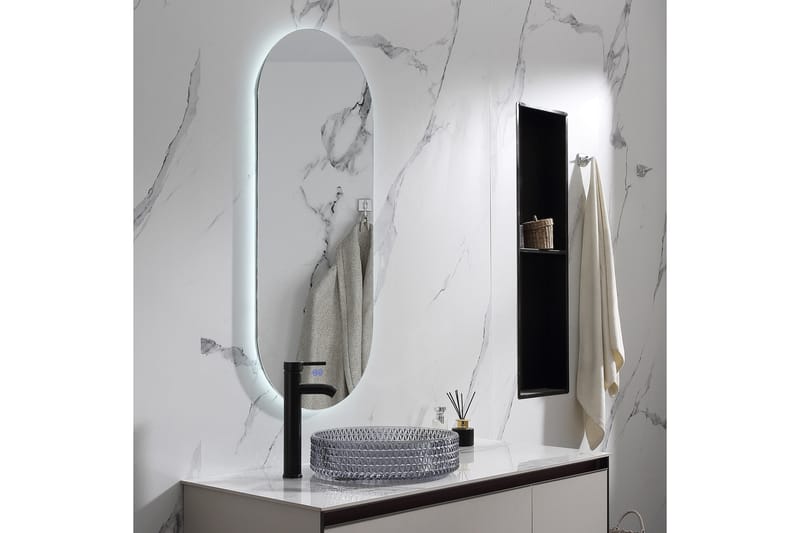 Olivia Oval LED-spegel med antifog-funktion 45x110cm Silver - Lyfco - Hallspegel - Väggspegel