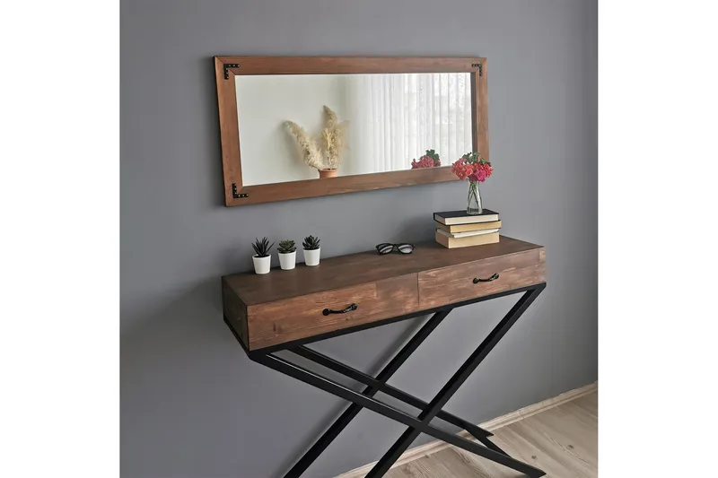 Oluwatise Dekorationsspegel 110 cm - Valnöt - Inredning - Spegel - Väggspegel