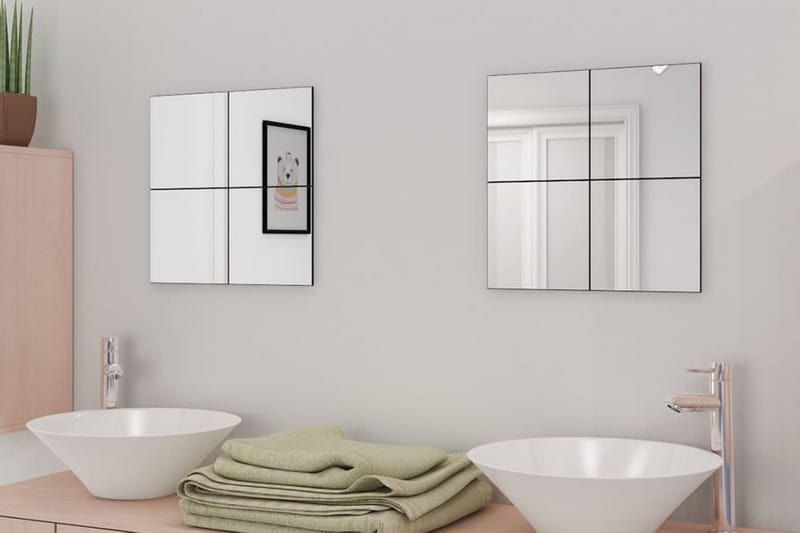 Ramlösa spegelplattor glas 8 st 20,5 cm - Silver - Hallspegel - Väggspegel