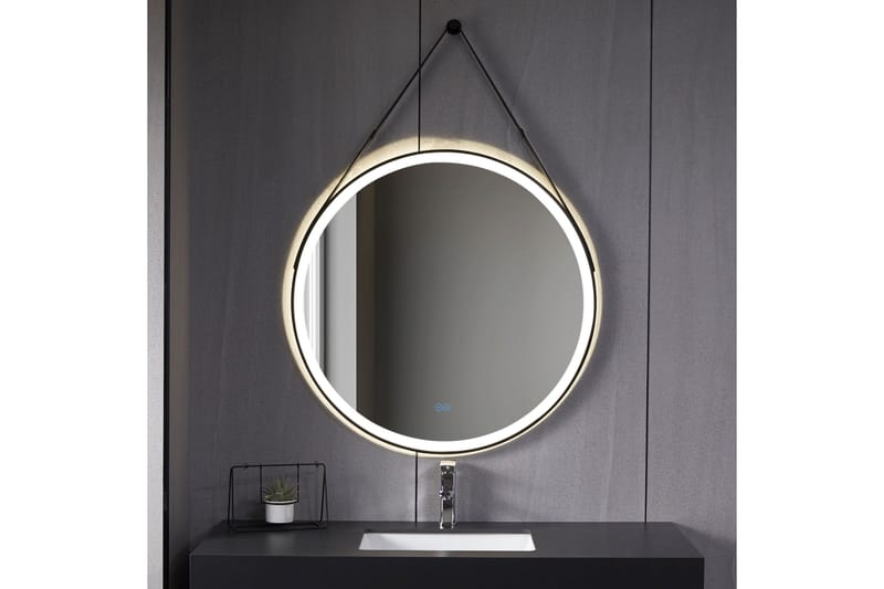 Rund spegel med hängrem Rund 60 cm Svart - Lyfco - Hallspegel - Väggspegel