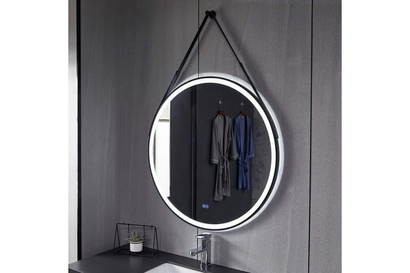 Rund spegel med hängrem Rund 60 cm Svart - Lyfco - Hallspegel - Väggspegel