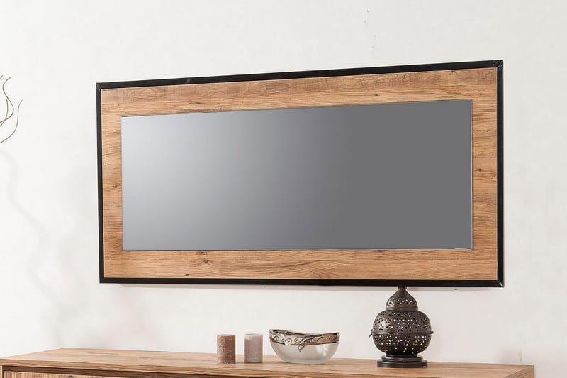 Spegel Mansouri 60 cm - Trä|natur|Svart - Hallspegel - Väggspegel