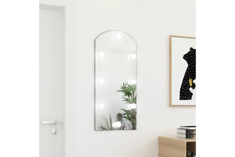 Spegel med LED-lampor 90x45 cm glas valvformad (335864+32608 - Silver - Hallspegel - Väggspegel